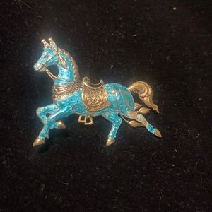 Majestic Blue and Gold Horse Decor Sterling